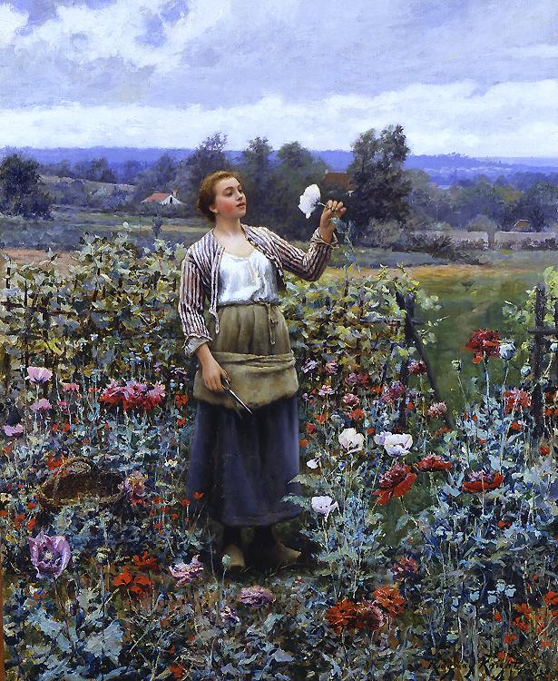 Daniel Ridgeway Knight Picking Poppies